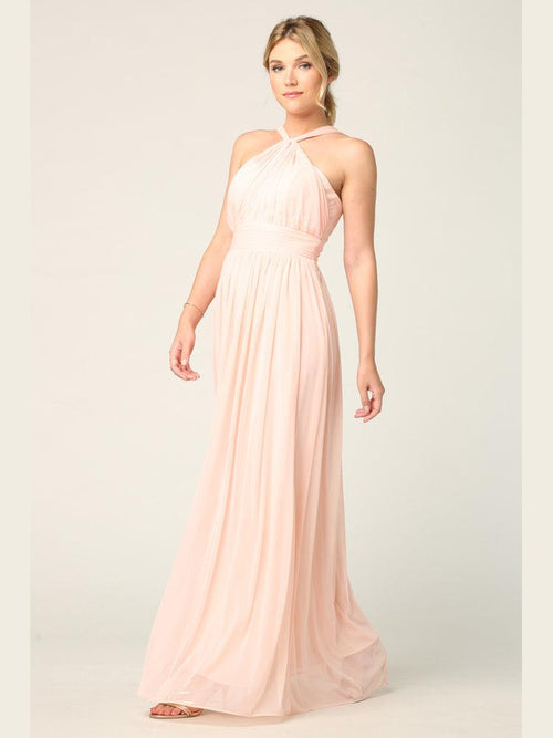 Halter Long Bridesmaids Dress Blush L