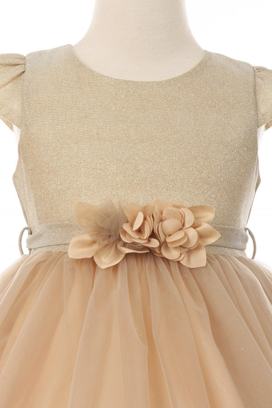 High Low Flower Girl Glitter Dress - The Dress Outlet