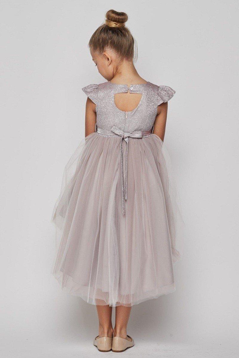 High Low Flower Girl Glitter Dress - The Dress Outlet