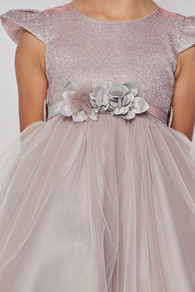 High Low Flower Girl Glitter Dress - The Dress Outlet