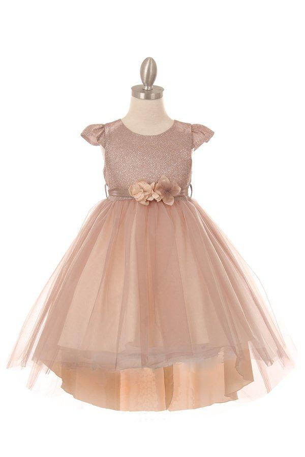 High Low Flower Girl Glitter Dress - The Dress Outlet