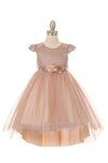 High Low Flower Girl Glitter Dress - The Dress Outlet