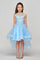 High Low Flower Girl Halter Beaded Dress - The Dress Outlet