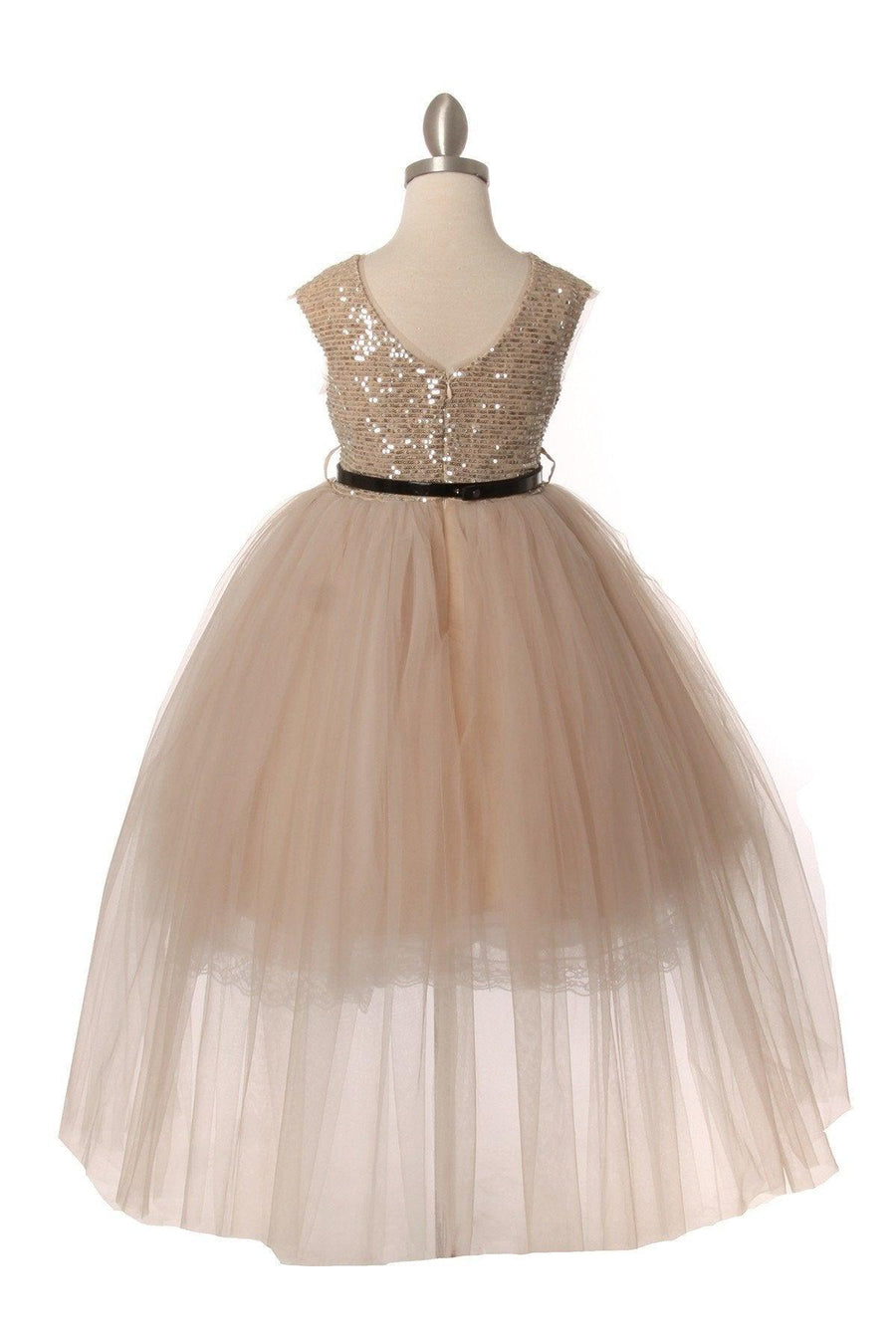 High Low Flower Girl Sequins Dress - The Dress Outlet