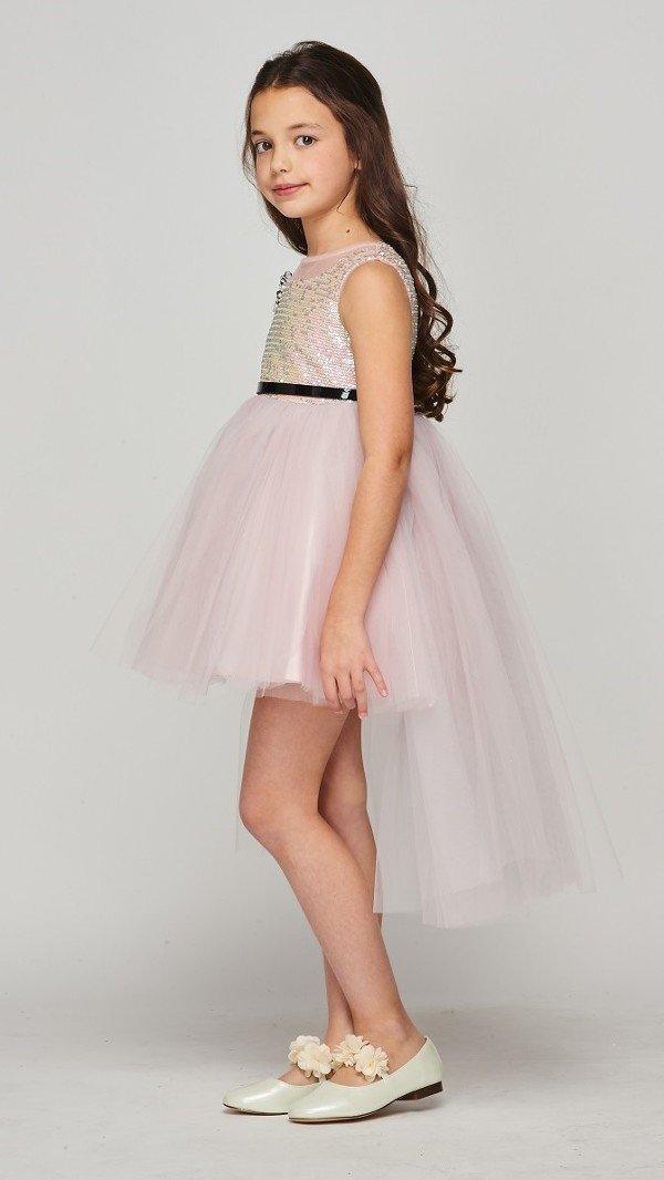 High Low Flower Girl Sequins Dress - The Dress Outlet