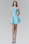 Homecoming Short One Shoulder Chiffon Cocktail Dress - The Dress Outlet