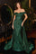  J836 Long Off Shoulder Evening Gown Emerald