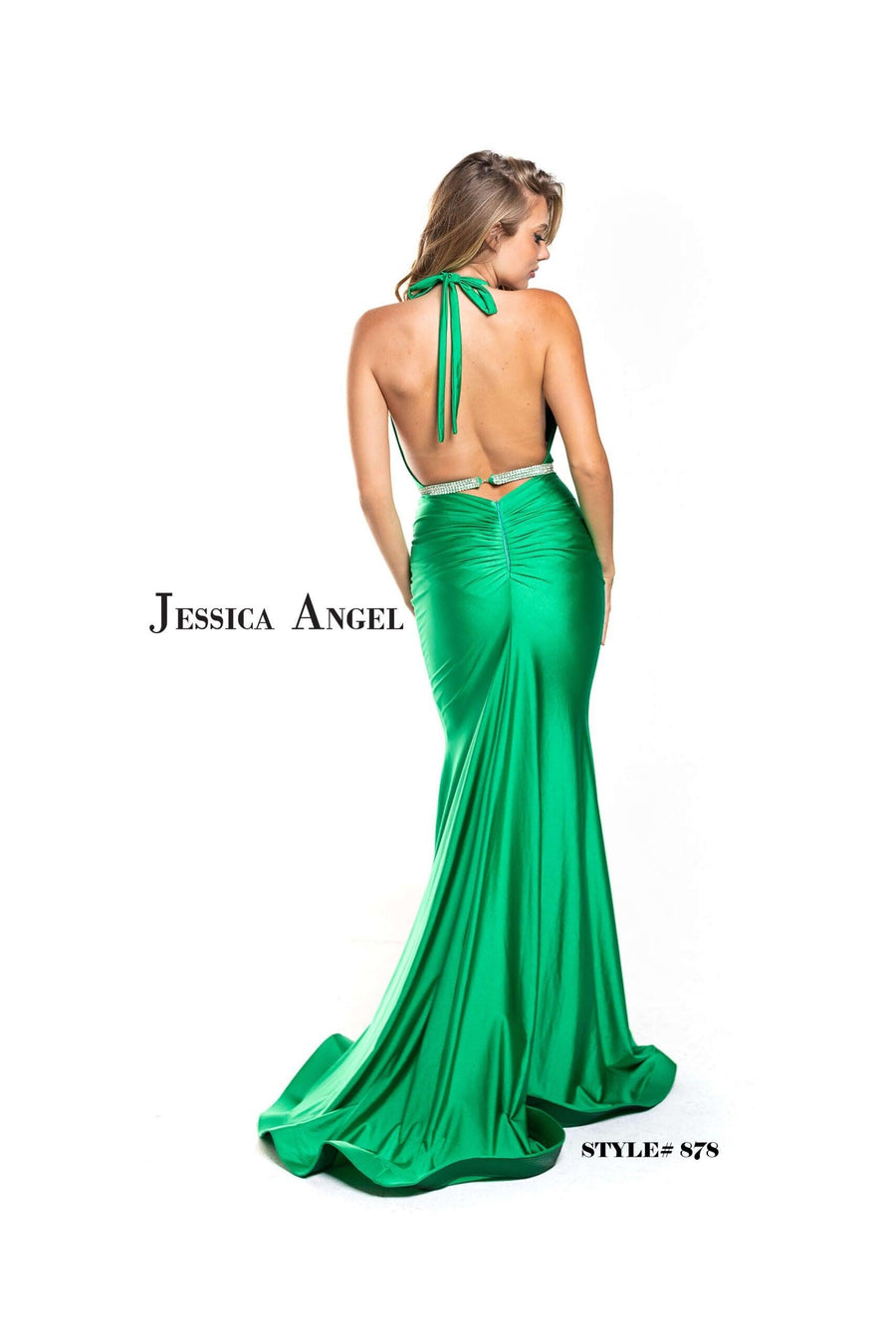 Jessica Angel Long Formal Halter Fitted Dress 878 - The Dress Outlet