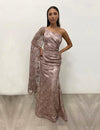 Jessica Angel Long Formal One Shoulder Lace Gown 885 - The Dress Outlet