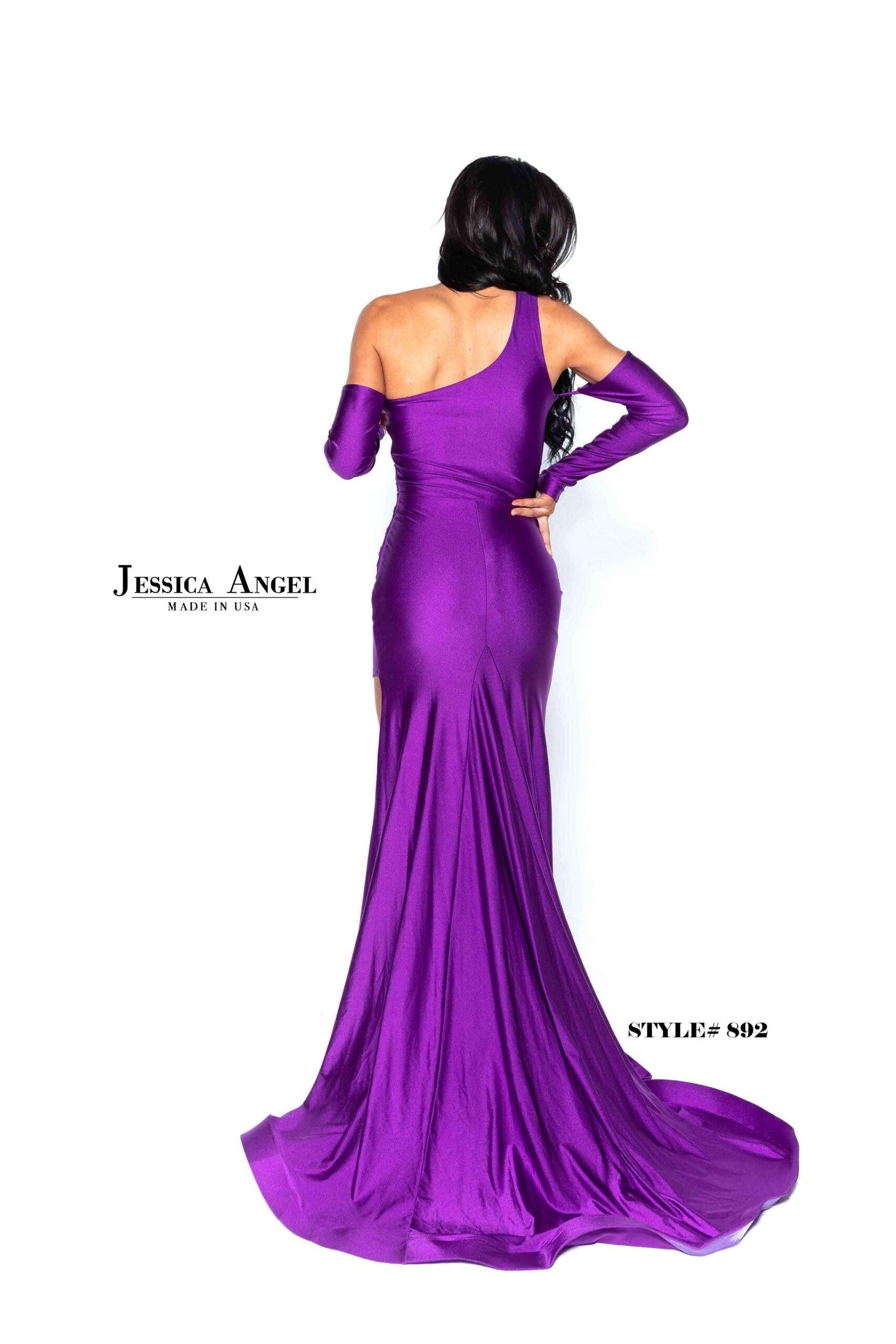 Purple Jessica Angel Long Formal One Shoulder Prom Gown 892 For 474 99