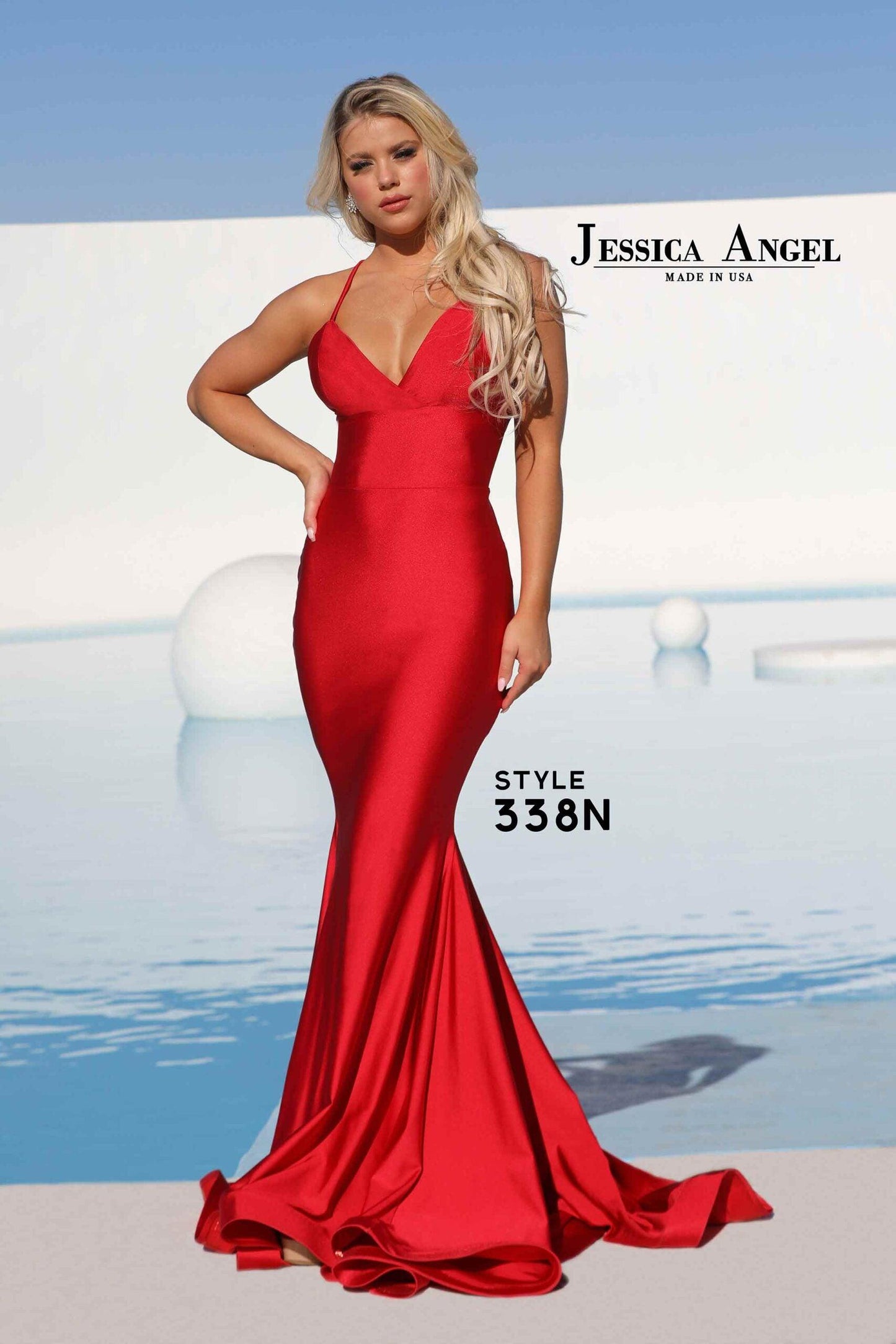 Jessica Angel Spaghetti Strap Long Formal Gown 338N - The Dress Outlet