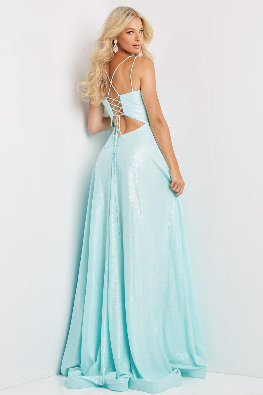 Jovani A Line Spaghetti Strap Long Prom Dress 08490 - The Dress Outlet