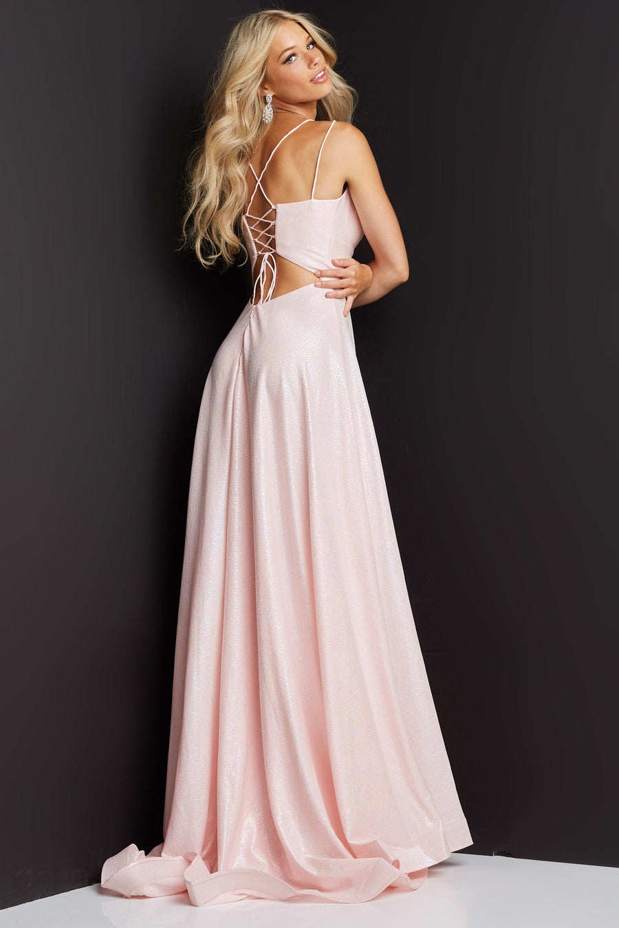 Jovani A Line Spaghetti Strap Long Prom Dress 08490 - The Dress Outlet