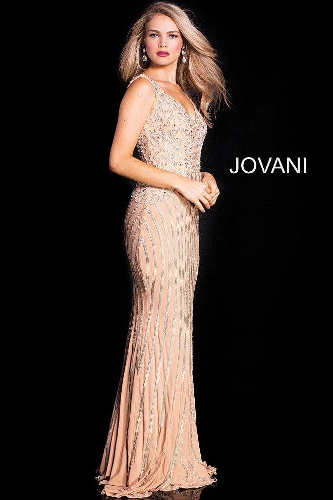 Jovani Beaded Sleeveless Long Evening Dress 58488 - The Dress Outlet