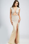 Jovani Cap Sleeve Long Formal Gown 98043 - The Dress Outlet