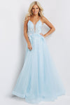 Jovani Floral Long A-Line Prom Gown 07252 - The Dress Outlet