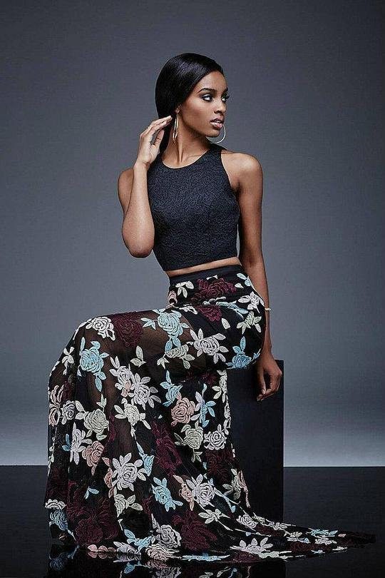 Jovani Floral Print Two-Piece Evening Dress M405 - The Dress Outlet