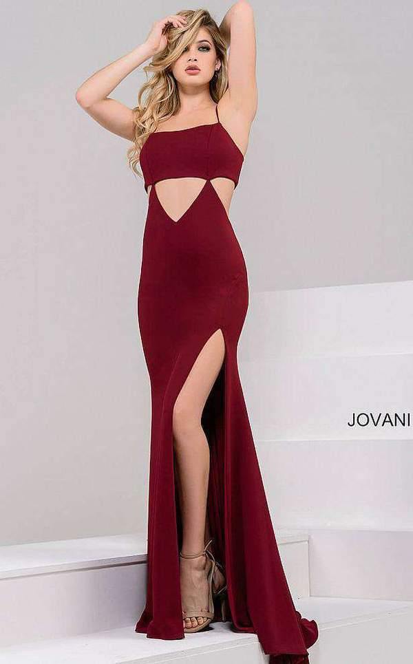 Jovani Fitted High Slit Long Prom Dress JP48075 - The Dress Outlet