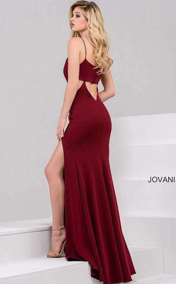 Jovani Fitted High Slit Long Prom Dress JP48075 - The Dress Outlet