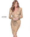 Jovani Fitted Long Sleeve Cocktail Dress 04257 - The Dress Outlet