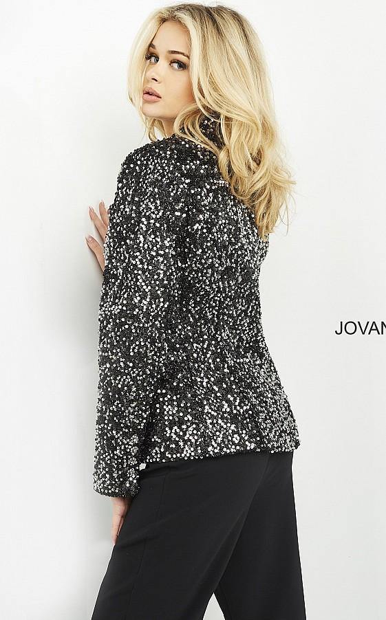 Jovani Formal Sequins Long Sleeve Blazer 04825 - The Dress Outlet