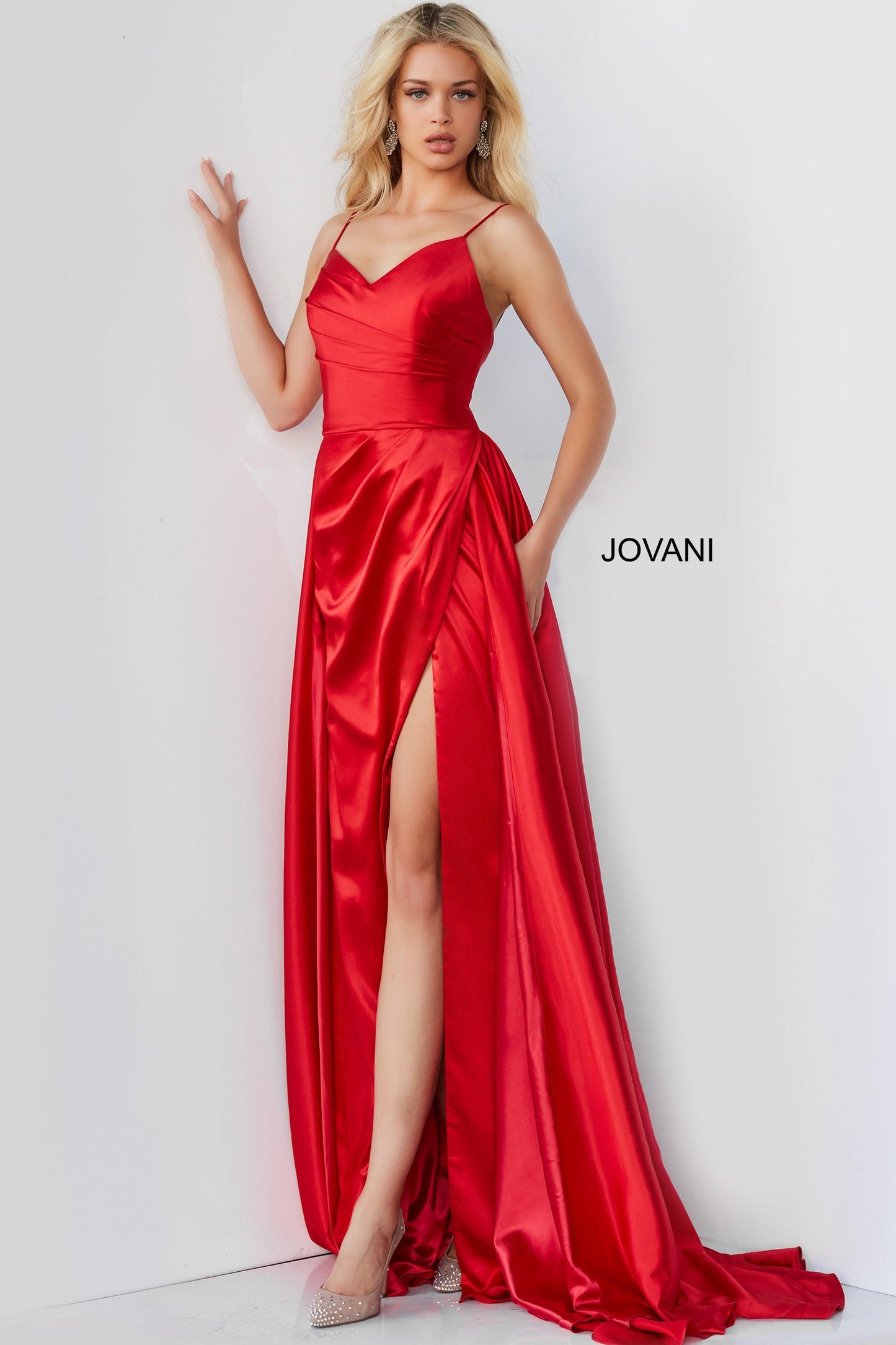 Jovani Formal Spaghetti Strap Long Prom Gown 07800 - The Dress Outlet