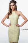 Jovani Glitter High Neckline Short Cocktail Dress 1558 - The Dress Outlet