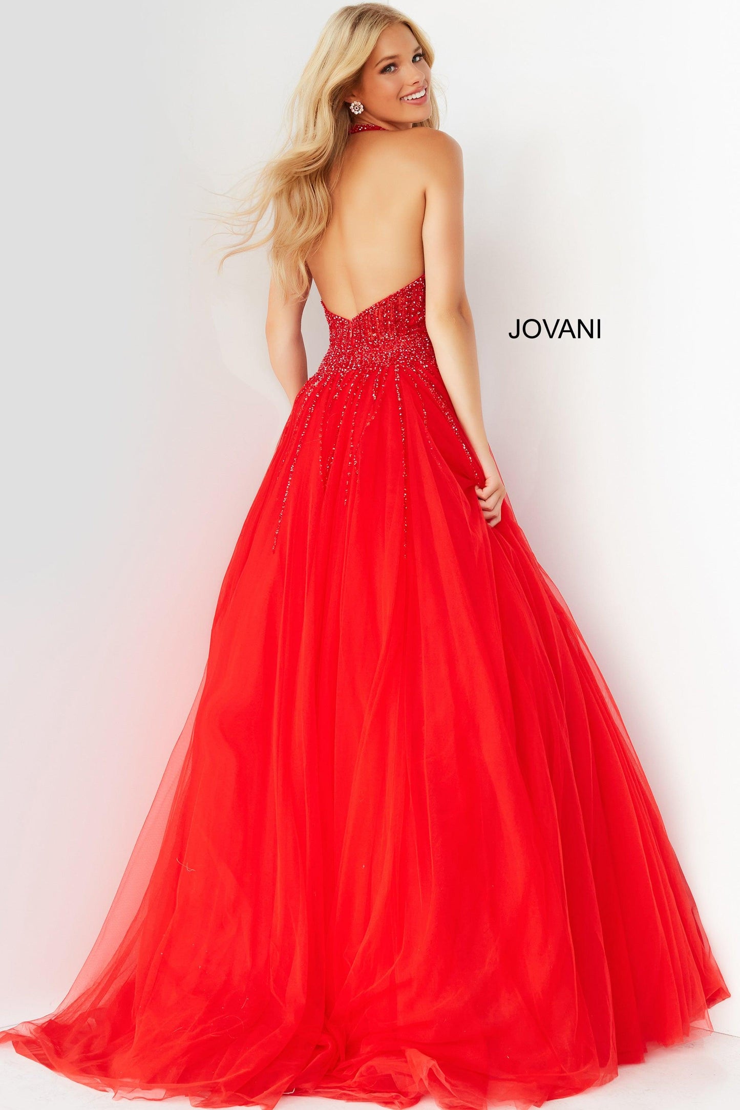 Jovani  Halter Long Formal Ball Gown 06598 - The Dress Outlet