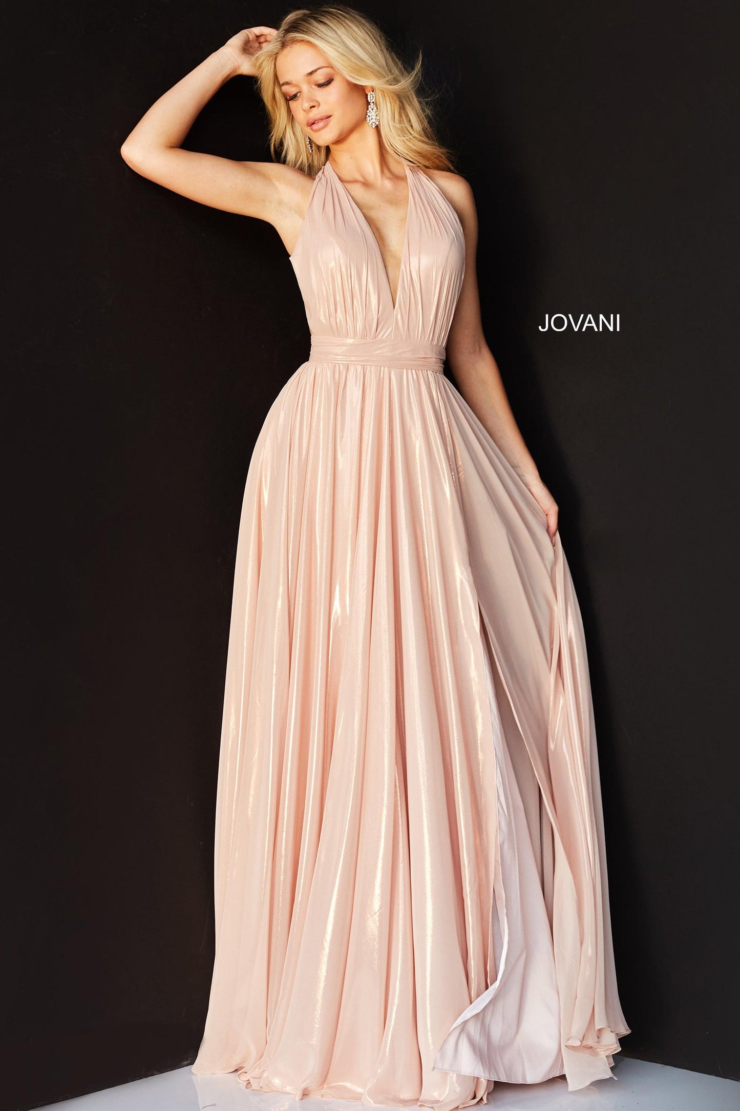 Jovani Halter Long Formal Evening Dress 07247 - The Dress Outlet