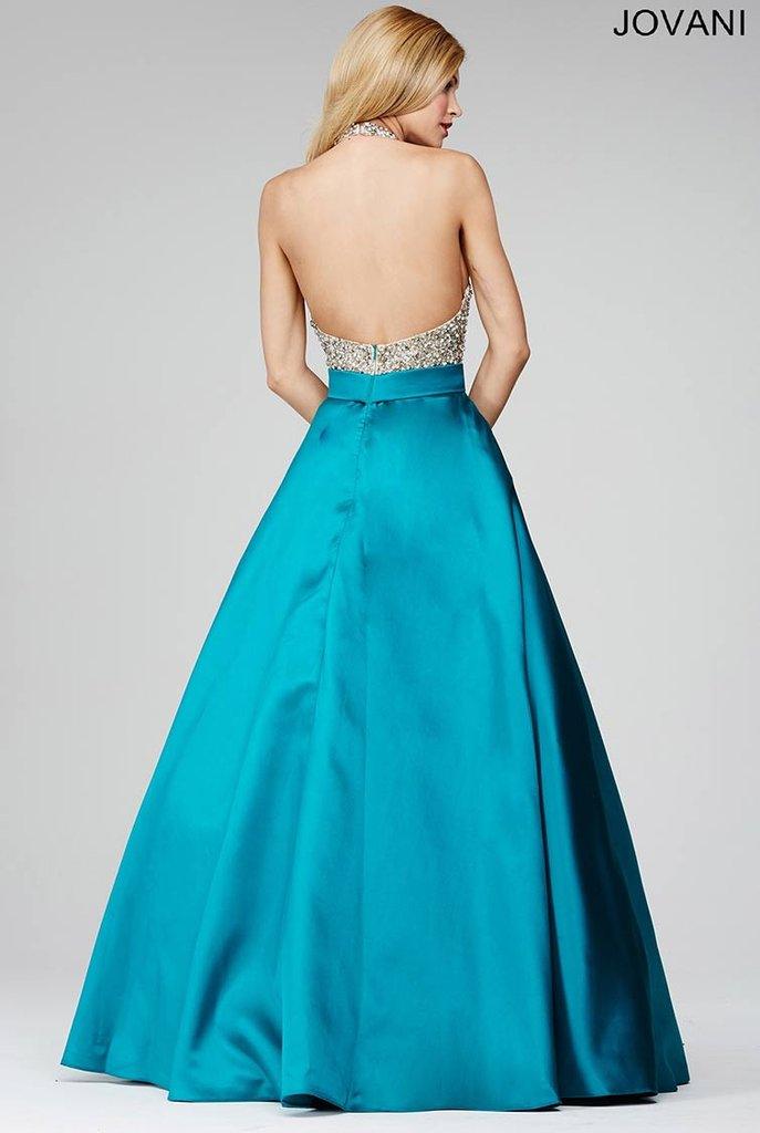 Jovani Halter Neck Glitter Long Prom Gown 29160 - The Dress Outlet