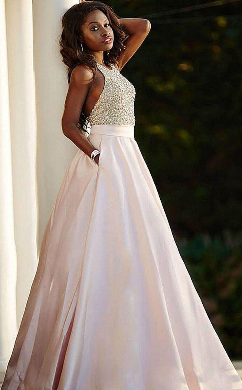 Jovani Halter Neck Glitter Long Prom Gown 29160 - The Dress Outlet