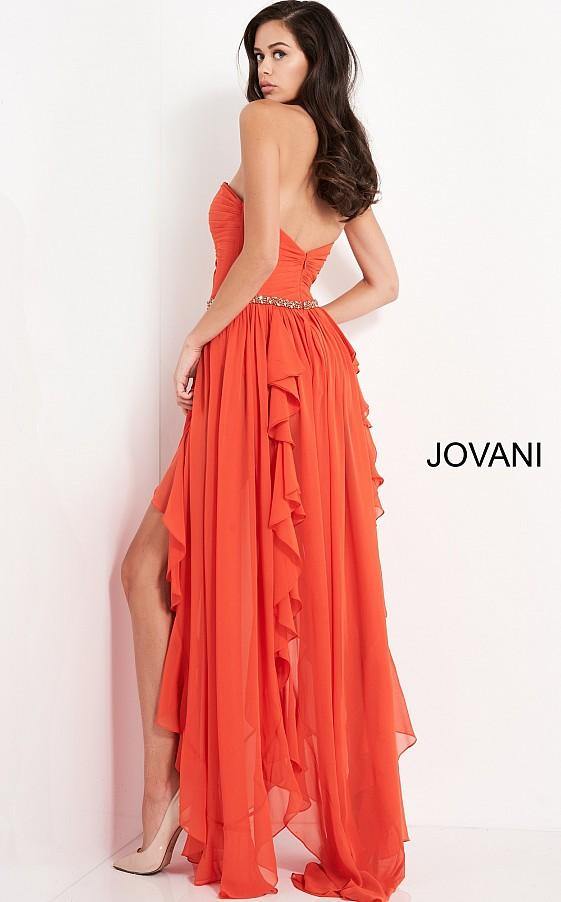 Jovani High Low Strapless Prom Chiffon Dress 04874 - The Dress Outlet