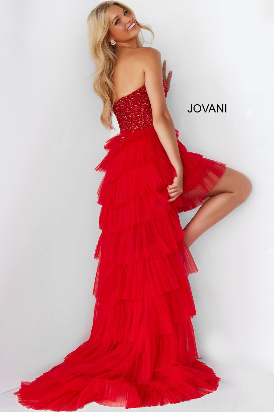 Jovani High Low Strapless  Prom Dress 08100 - The Dress Outlet