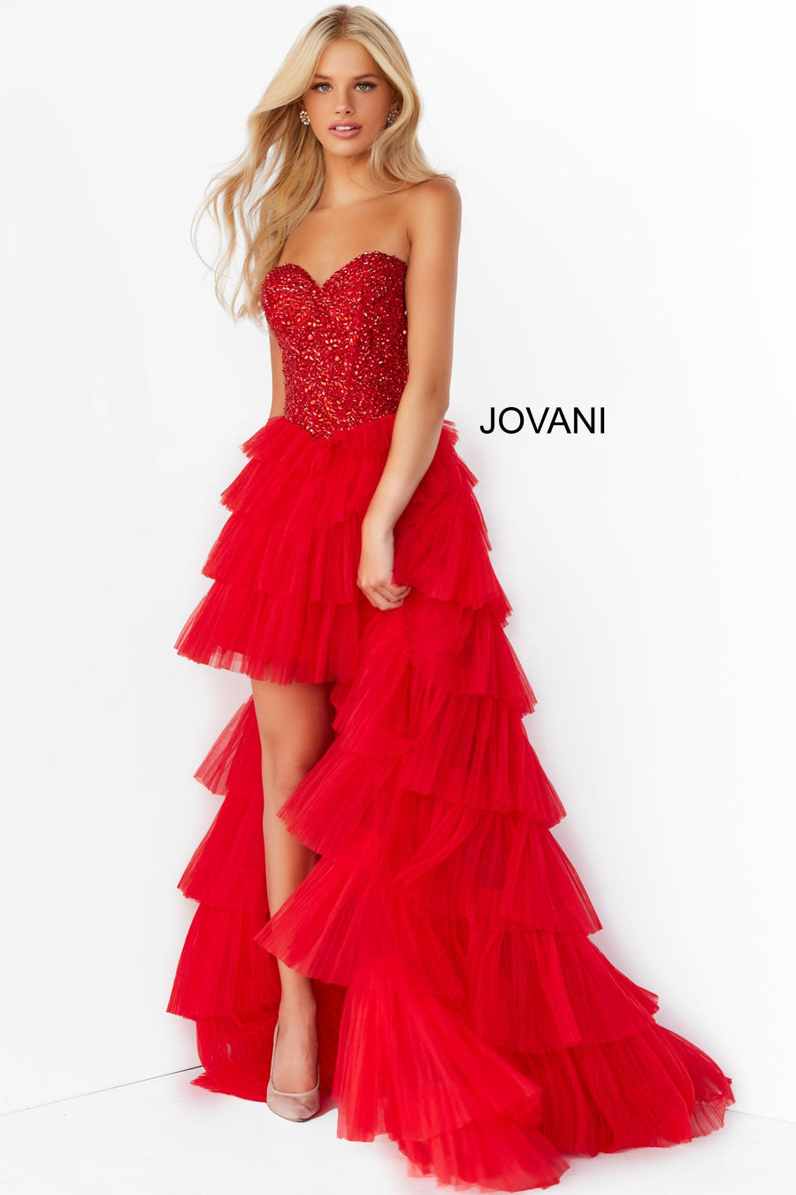 Jovani High Low Strapless  Prom Dress 08100 - The Dress Outlet