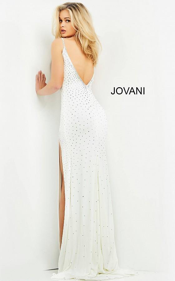 Jovani High Slit Beaded Prom Long Dress 06216 - The Dress Outlet