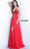 Jovani High Slit Long Prom Dress 66925 - The Dress Outlet