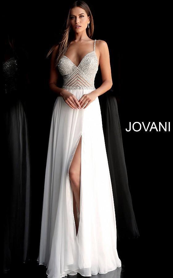 Jovani High Slit Long Prom Dress 66925 - The Dress Outlet