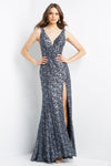 Jovani High Slit Shimmer Long Lace Dress 08512 - The Dress Outlet