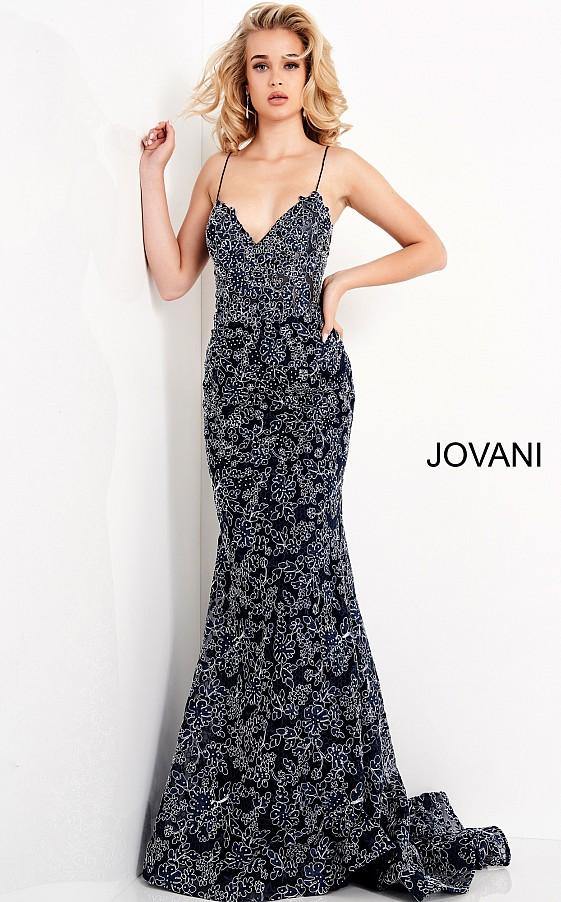 Jovani Lace Spaghetti Strap Prom Dress 06591 - The Dress Outlet