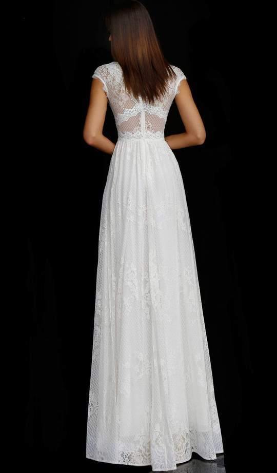 Jovani Long Cap Sleeve Wedding Dress M54822 - The Dress Outlet