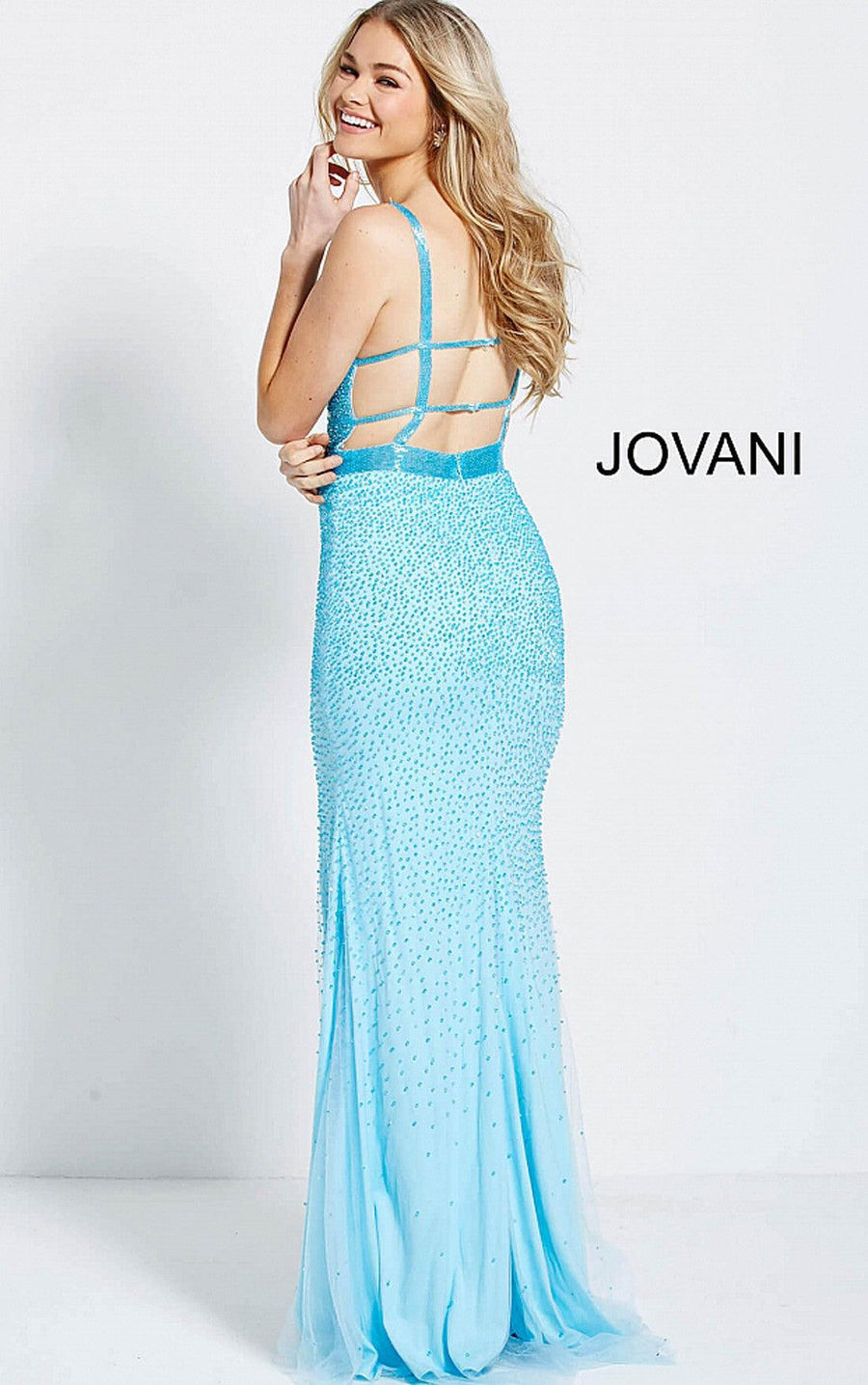 Jovani Long Deep V-neck Sheath Prom Dress 60404 - The Dress Outlet