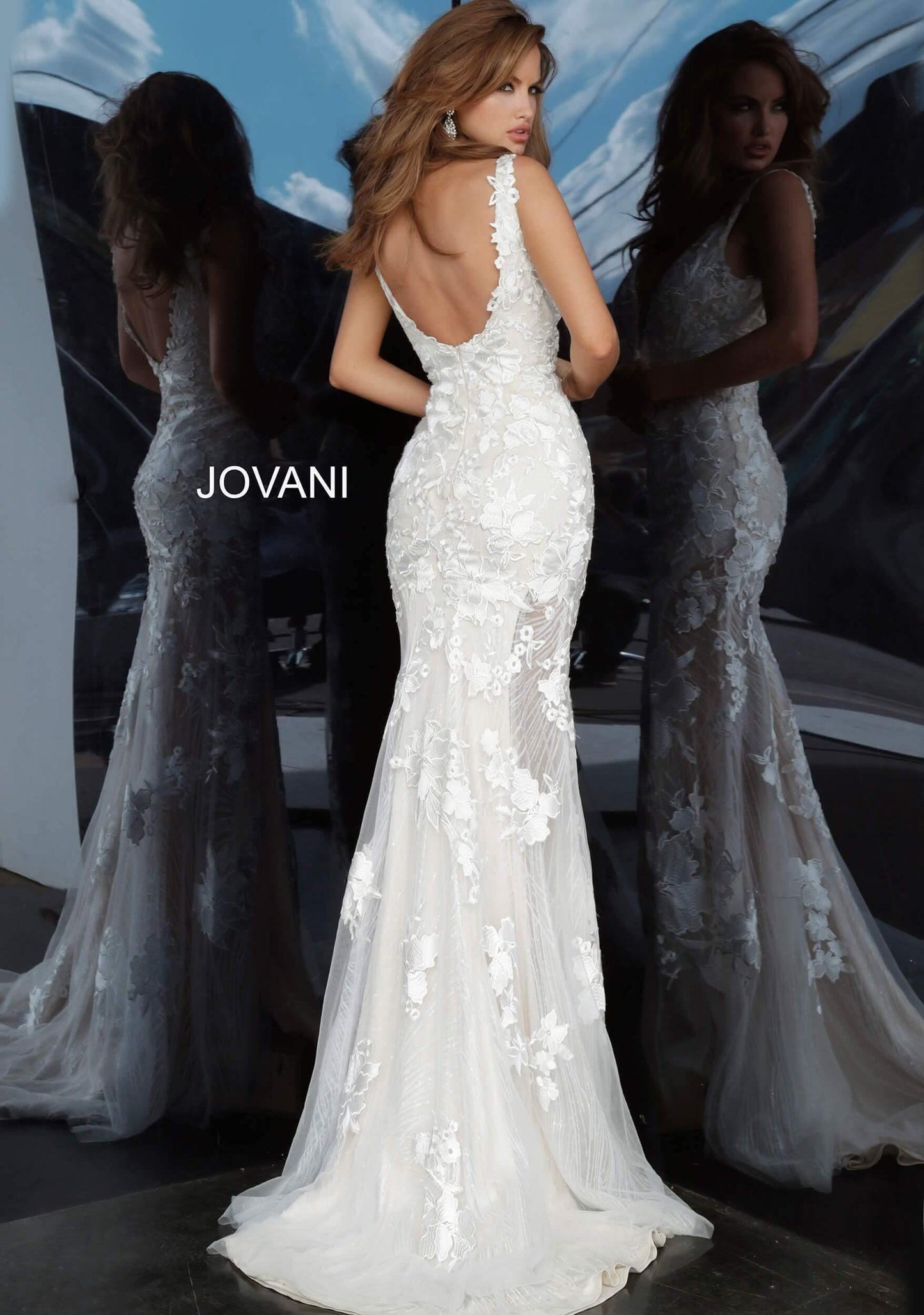 JVN By Jovani Long Formal Evening Lace JVN02444 - The Dress Outlet Jovani