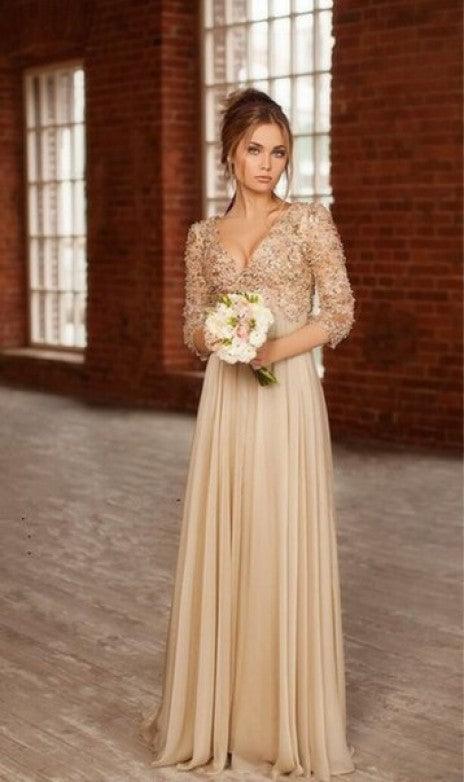 Jovani Long Formal Long Sleeve Chiffon Dress 88890 - The Dress Outlet