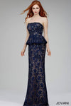 Jovani Long Formal Strapless Peplum Lace Gown 20790 - The Dress Outlet