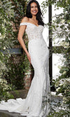 Jovani Long Off Shoulder Fitted Bridal Gown JB2493 - The Dress Outlet