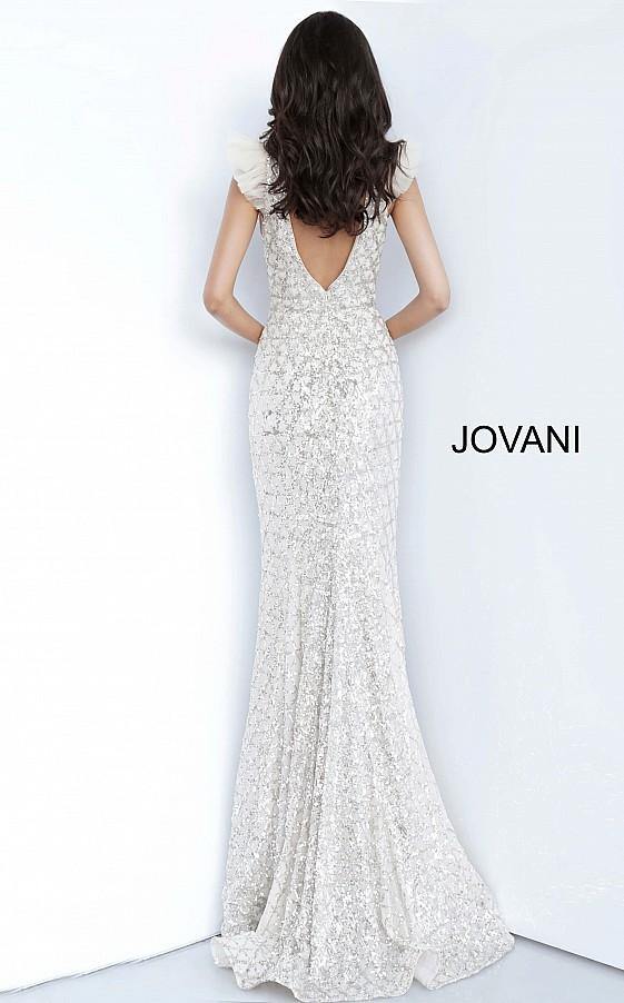 Jovani Long Plunging Neckline Embellished Prom Dress 02457 - The Dress Outlet