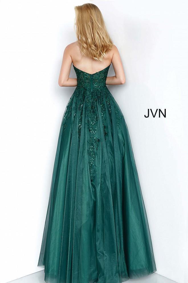 JVN By Jovani Long Prom Ball Gown JVN00915 Emerald - The Dress Outlet Jovani