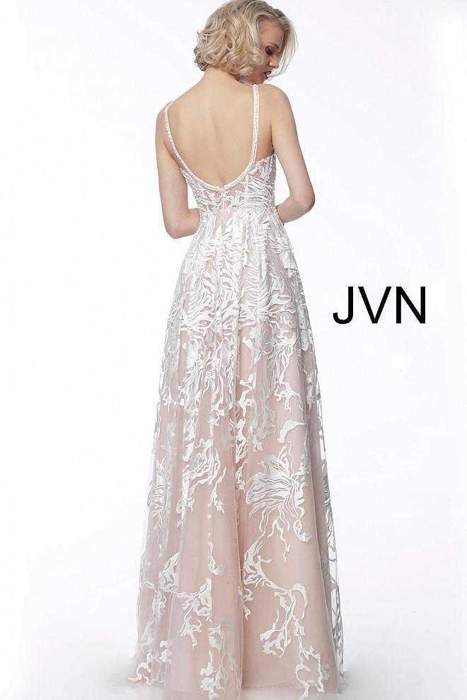 JVN By Jovani Long Prom Gown JVN67181 White/Pink - The Dress Outlet Jovani