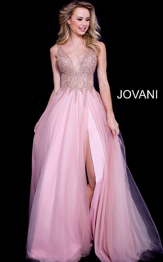 Jovani Long Prom High Slit Sleeveless Dress 54873 - The Dress Outlet