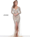 Jovani Long Sleeve Formal Beaded Evening Gown 02497 - The Dress Outlet